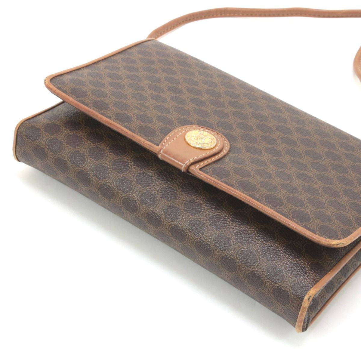 Celine Macadam Pattern Shoulder Bag M08 Brown