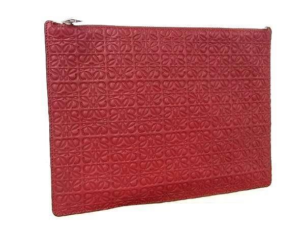 Loewe Repeat Anagram Leather Clutch Bag Second Bag Red And Blue Au5558