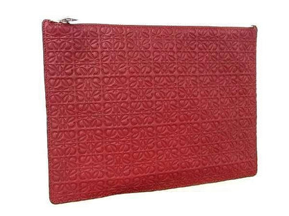Loewe Repeat Anagram Leather Clutch Bag Second Bag Red And Blue Au5558