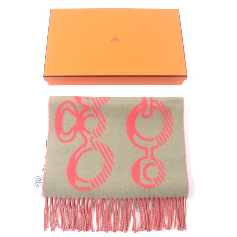  Hermes Dre Buckle 100% Cashmere Fringed Scarf Glaze Pink With Box Made In