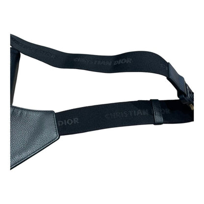 DIOR ⑤ 06-bo-0139 Leather Saddle Bag Unisex Black ONE SIZE