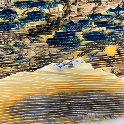 Hermes Pleated Scarf L'ile Deserte None Man's Island Carre 90 Yellow With Box