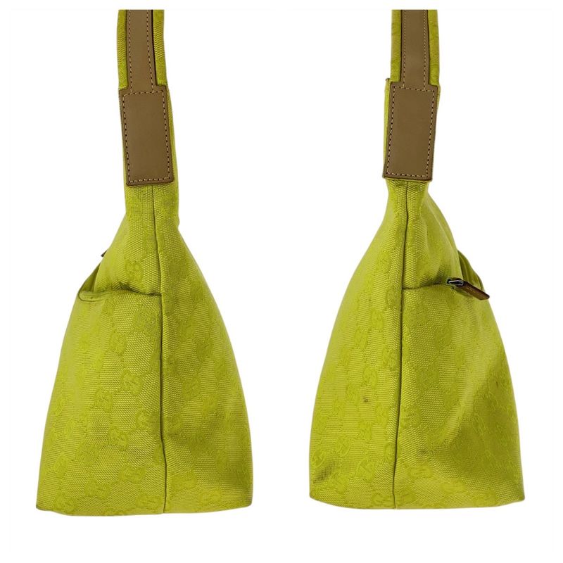 Gucci Yellow Beige Silver Hardware GG Canvas/leather 001 3386 Shoulder Bag