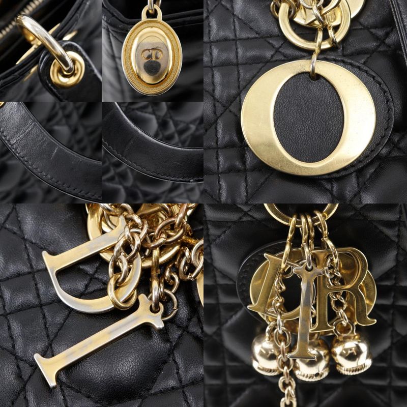 [dior] Christian Dior Lady Dior Large Canage 2WAY Shoulder Lambskin Black