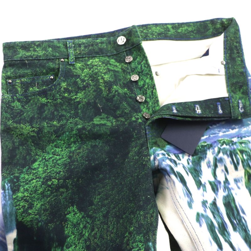  Louis Vuitton 22SS 1a9stj Amen Break Landscape Graphic Denim Pants Multi 32