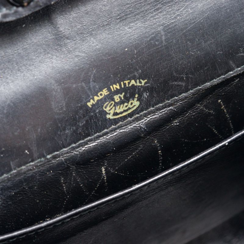 Gucci Old Gucci Sherry Line 2WAY Clutch Calf Black Ladies Shoulder Bag