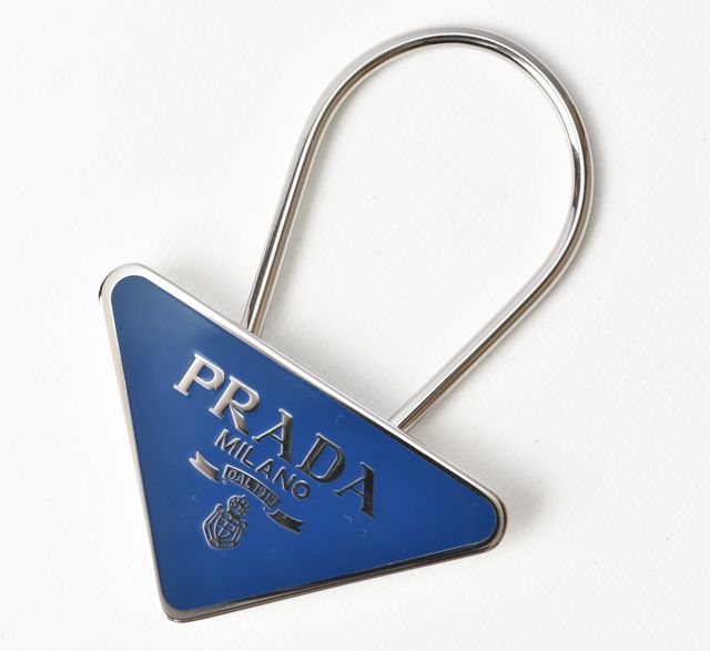 Unused Prada Key Ring Key Holder Charm Triangle Cobalt