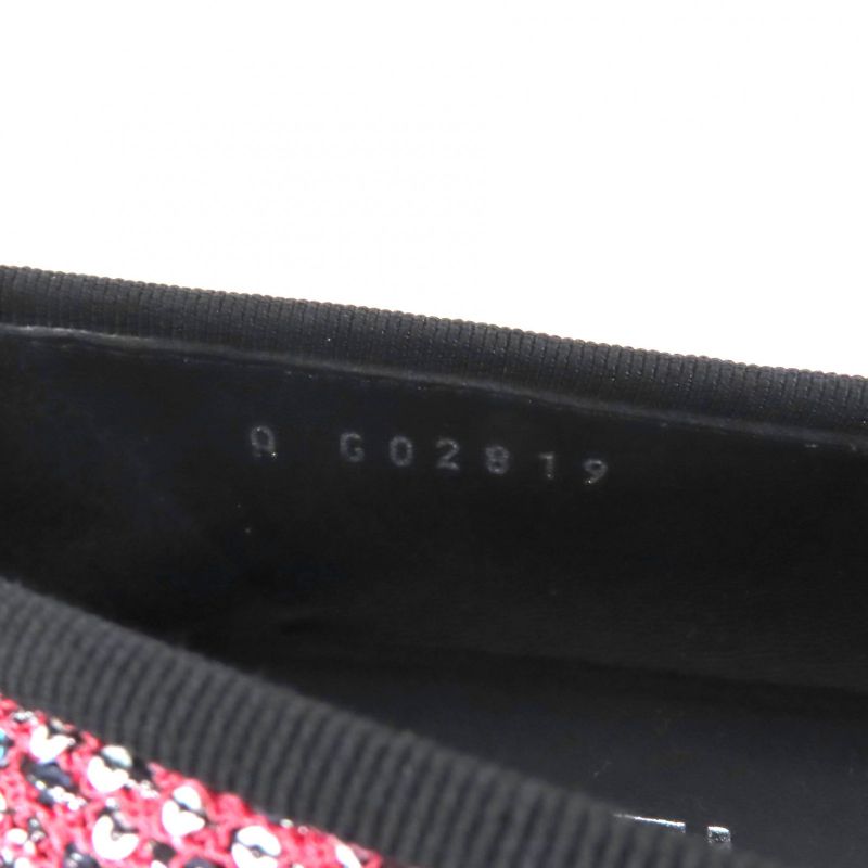 CHANEL G02819 Coco Mark Sequins Flat Shoes With Ribbon Pinkish 36.5 Storage