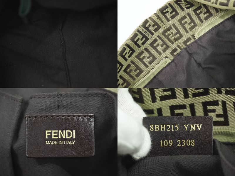 Authentic Fendi Zucchino Shoulder Bag Tote Canvas Beige Brown 8bh215 Zucchino