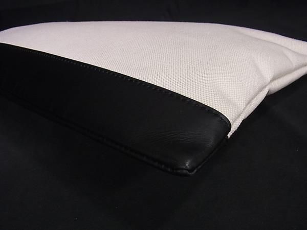Balenciaga 373840 Canvas And Leather Clutch Bag Second Bag Ivory And Black