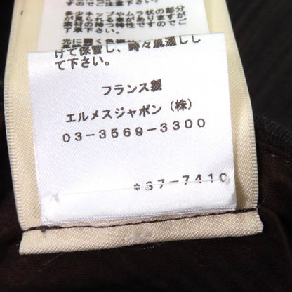 Hermes 23AW 3h0418dw Silk Blend Striped Center Press Pants Slacks Khaki 36 Made