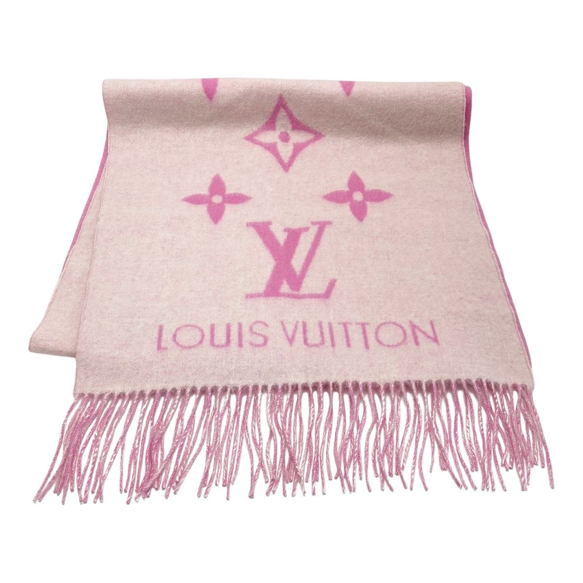 Louis Vuitton Monogram Escharp Reykjavik Muffler M76066 Pink 100% Cashmere