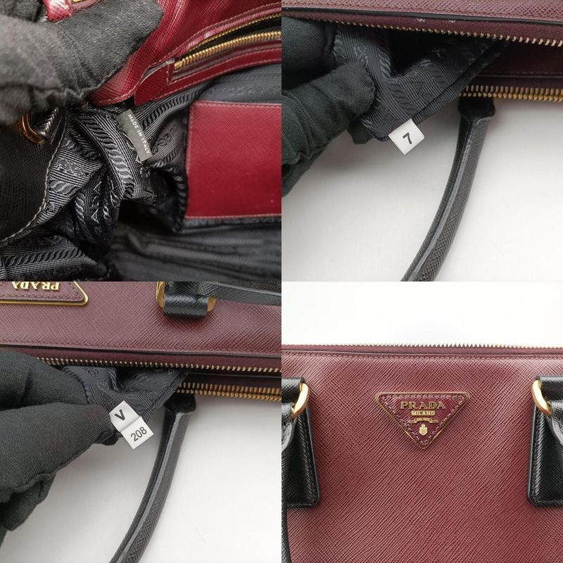 Prada Galleria Wine Red And Black Saffiano Leather Bn22747 V 208