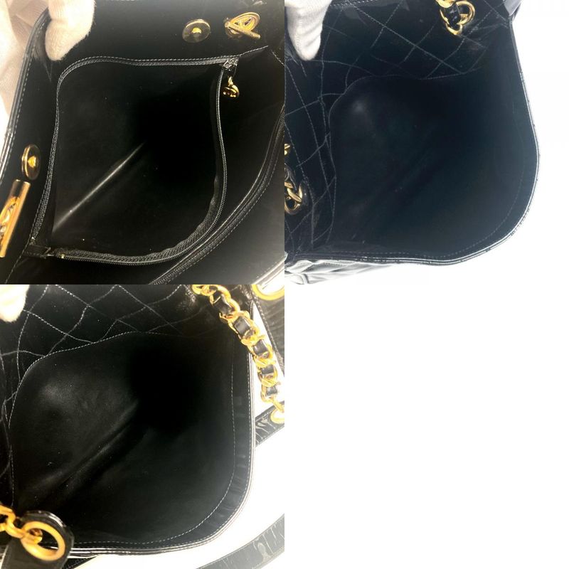 Chanel Shoulder Bag Quilted Enamel Black