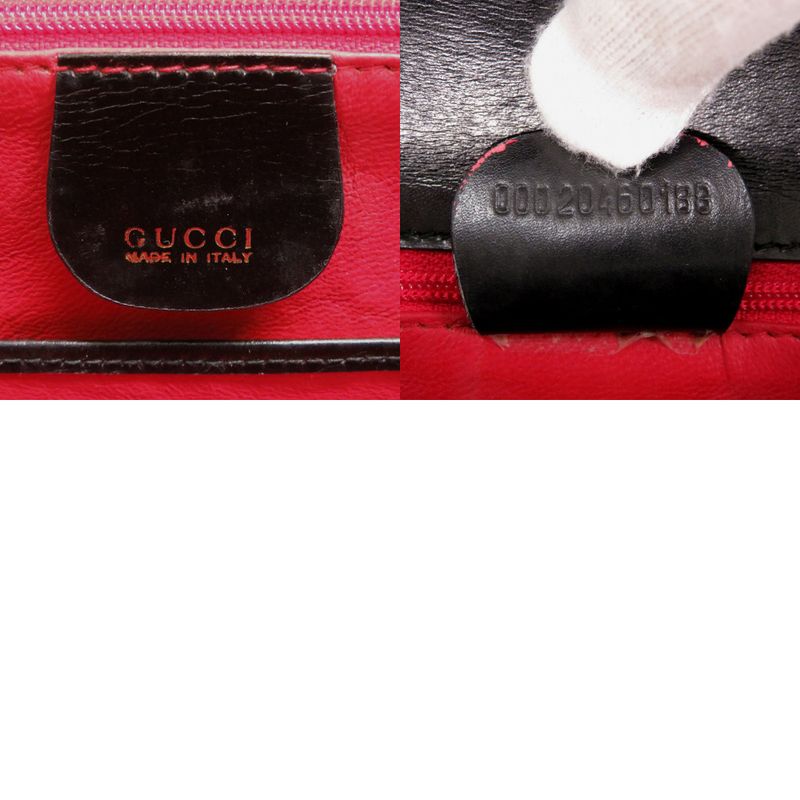 Gucci 2WAY Bamboo 000 2046 0188 Leather Black Handbag Black 1373 Gucci