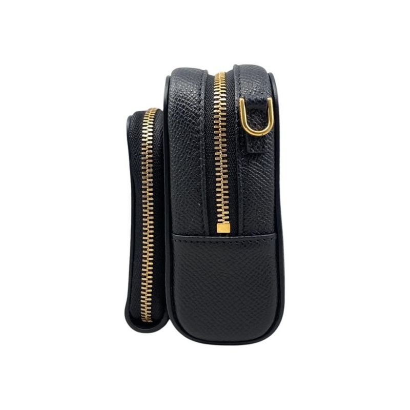 Christian Dior Shoulder Bag Caro Double Pouch S7431ubae Leather Logo Black Gold