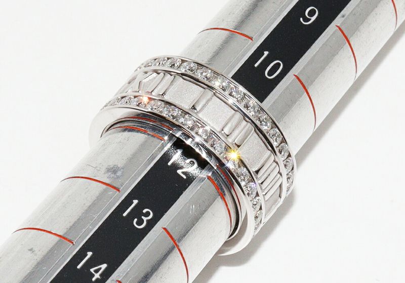Tiffany & Co Ring 18K White Gold Diamond Atlas Full Circle Ring Width 86mm