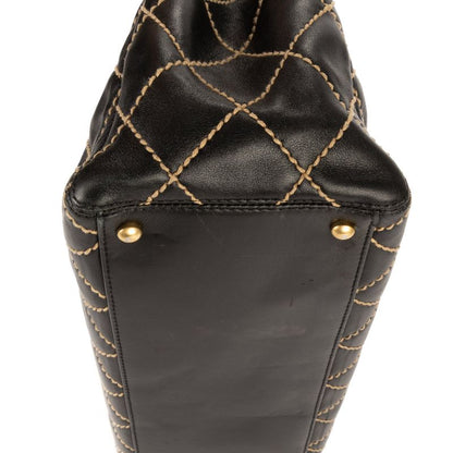 Chanel Wild Stitch Medium Tote Black Wild Stitch Lamb Skin A