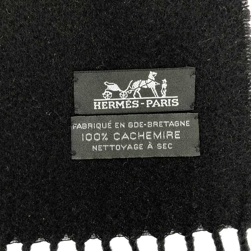 Hermes 100% Cashmere Fringe Large Shawl Scarf Unisex | Black | Men's
