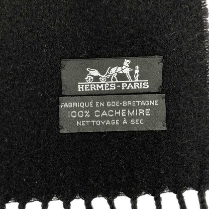 Hermes 100% Cashmere Fringe Large Shawl Scarf Unisex | Black | Men's