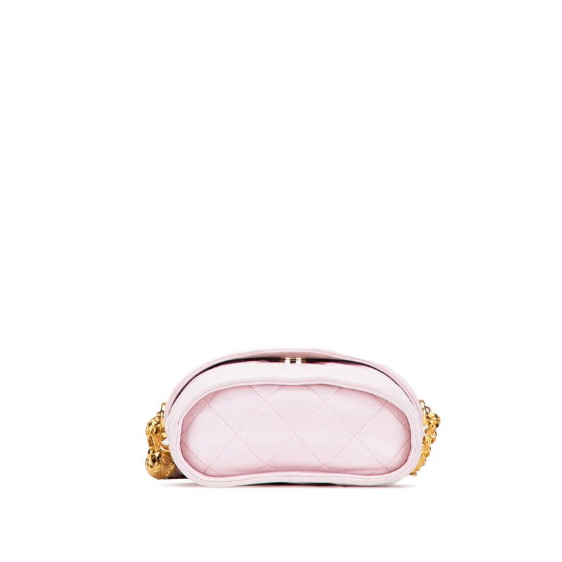 Chanel Matelasse Coco Mark Fringe Chain Shoulder Bag Pink Lambskin Ladies Chanel