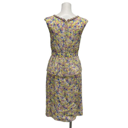 Chanel Dress Size 36 S Ladies - P40222 Pink X Yellow X Multi Short Sleeves Knee