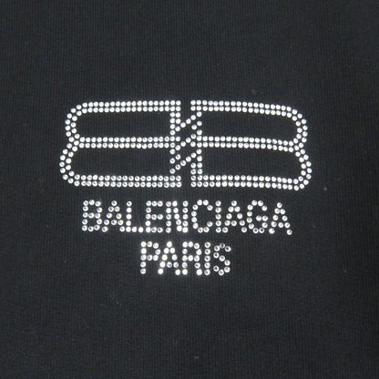 Balenciaga 22AW 578135 100% Cotton BB Logo Rhinestone Pullover Hoodie Black XS