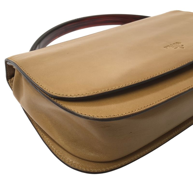 Prada - Madras Bachel Leather Logo Flap Handbag - Cammello - Women