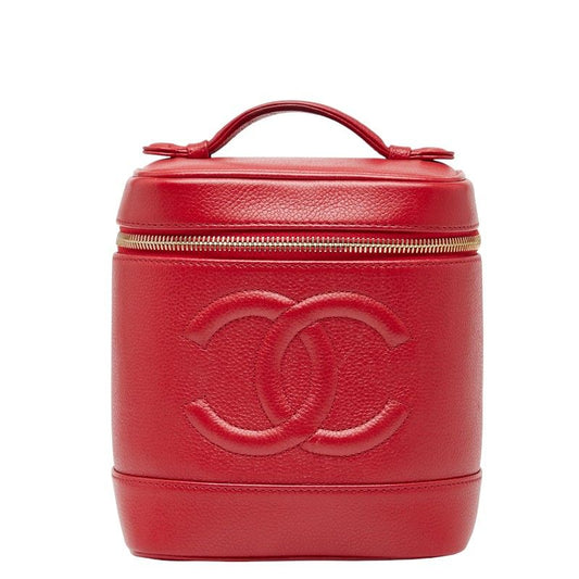 Chanel Coco Mark Vanity Bag Handbag Red Caviar Skin Ladies Chanel