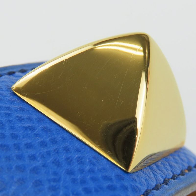 Hermes Bracelet Medor Leather Metal Blue Gold Hardware Accessories Small Women