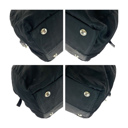 Prada Tessuto Triangle Logo Plate Black Silver Hardware Nylon Boston Bag