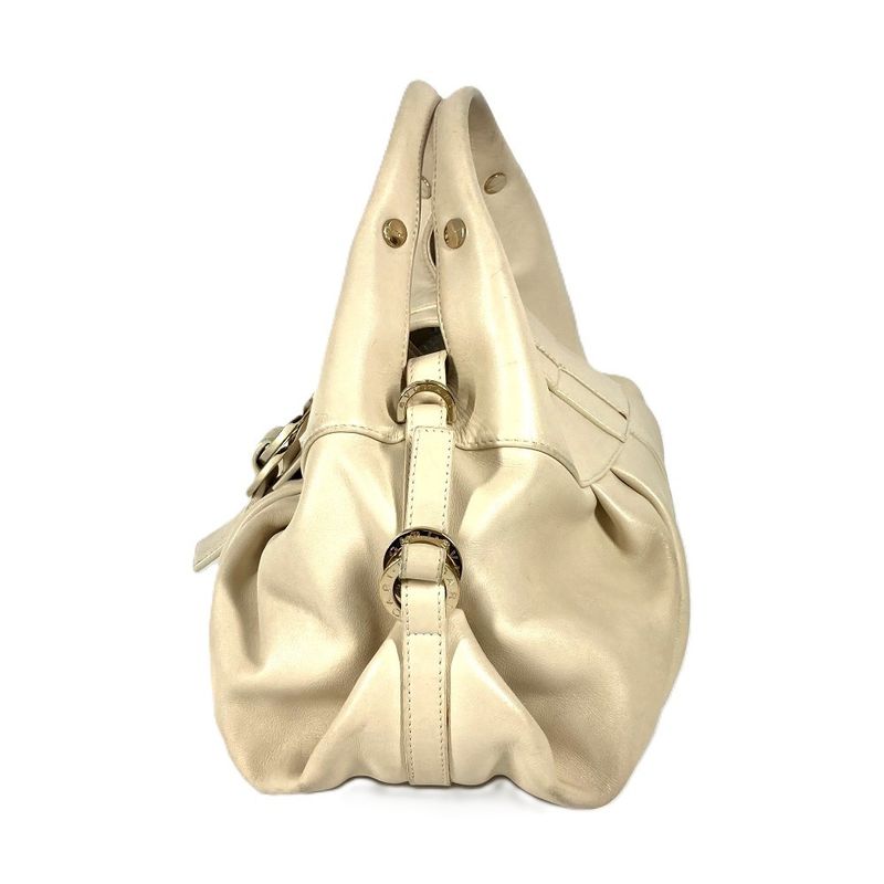 Bvlgari Bulgari Handbag Chandra Logo Leather Beige