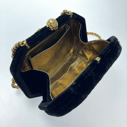Chanel Cocomark Pouch Chain Shoulder Bag Black Velvet Velor Gold Hardware
