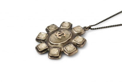 Chanel Necklace Pendant Chanel Coco Mark CC Rhinestone Gunmetal 10C