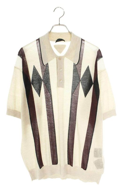 Prada Umb771 Cashmere Argyle Short Sleeve Polo Shirt Men 54