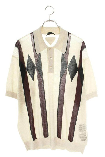 Prada Umb771 Cashmere Argyle Short Sleeve Polo Shirt Men 54