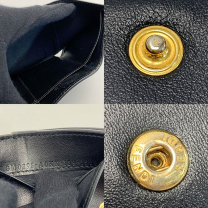 Fendi F's Compact Leather Black Trifold Wallet