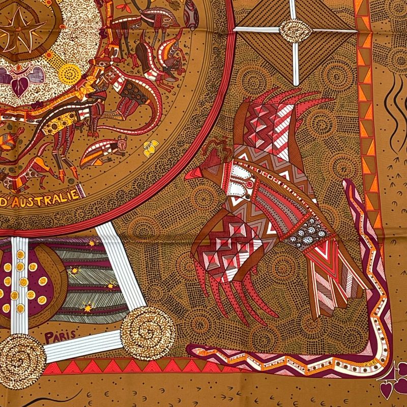 Hermes Silk Scarf Carre 90 REVE D'australie Australian Dream Blawan