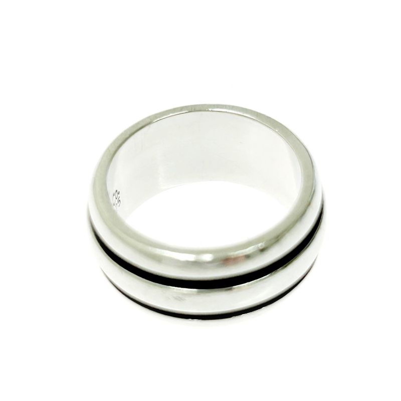 Tiffany & Co Silver Grooved Double Line Ring 9.4g 925 Engraved 434280 Ring