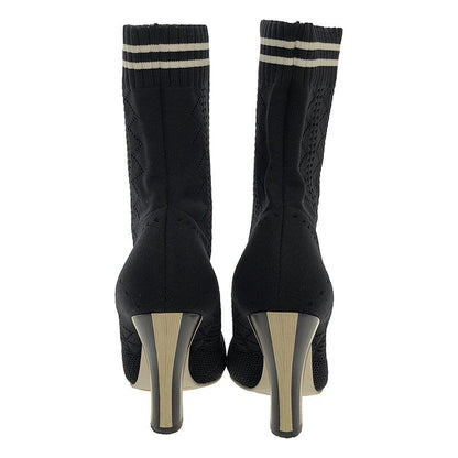 Fendi Rococo Heeled Sock Boots - Women's - 35 - Black