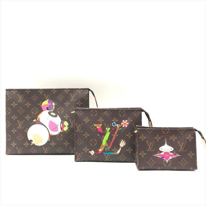 Louis Vuitton Takashi Murakami Collaboration Monogram Trio Poche Toilette Pouch
