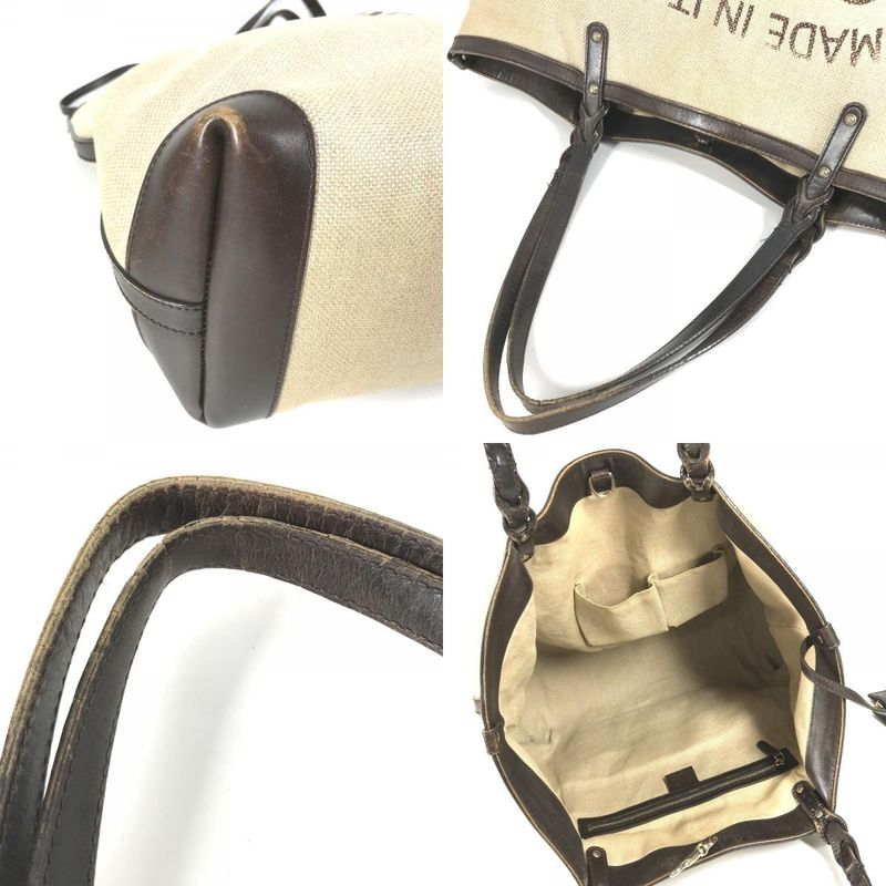 Gucci Shoulder Bag Logo 247207 Leather / Canvas Beige