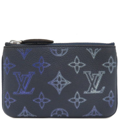 Louis Vuitton Coin Case Pochette Cles Monogram Mahina Navy Silver Hardware Navy