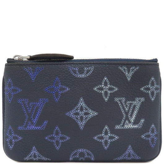 Louis Vuitton Coin Case Pochette Cles Monogram Mahina Navy Silver Hardware Navy
