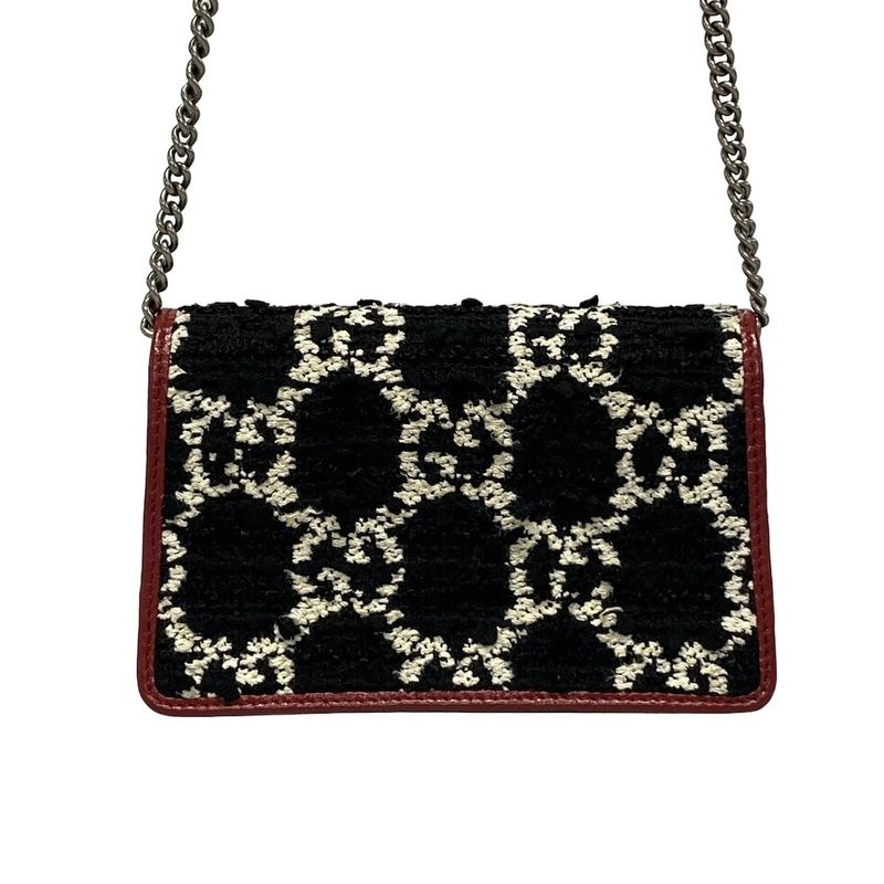 Gucci Shoulder Bag Dionysus 476432 Black White And Bordeaux Chain Shoulder/mini