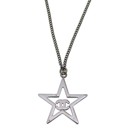 Chanel Coco Mark Star Stone Silver B17 Necklace Accessories 0242 Chanel