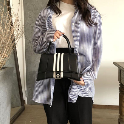 Balenciaga Hourglass Small Adidas Collaboration Handbag Leather Black Women