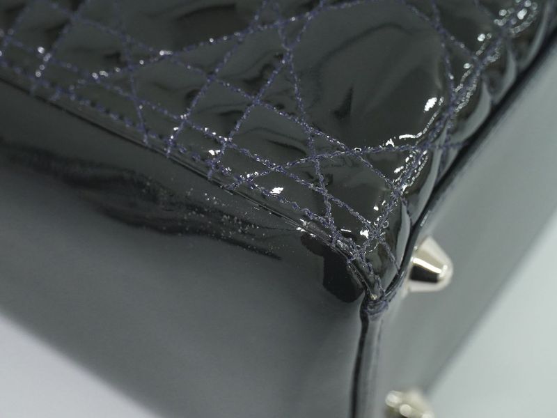 Authentic Christian DIOR Lady Dior Cannage 2WAY Shoulder Bag Handbag Patent