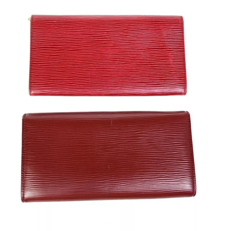 Louis Vuitton Long Wallet Epi Red Ruby Set Of Two 61ka294