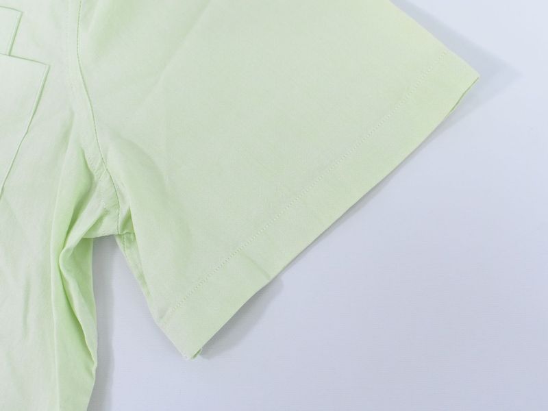 Authentic Hermes Cotton Shirt Short Sleeve Tops Lime Green Men's Clothing